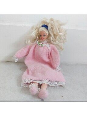 Vintage Mattel Barbie Doll Blonde Pink Nightgown Soft Body 90s